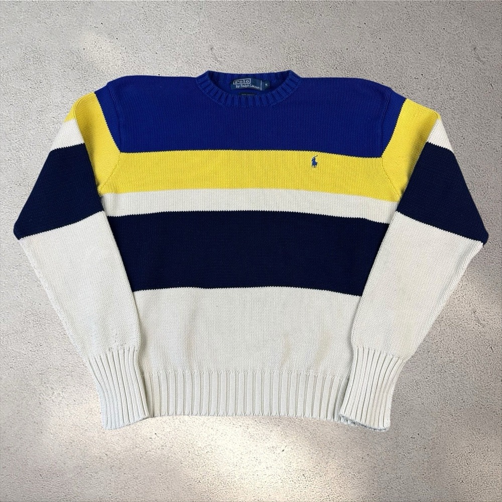 Vintage 90s Polo Ralph Lauren Striped Sweater Men's Medium Color Block